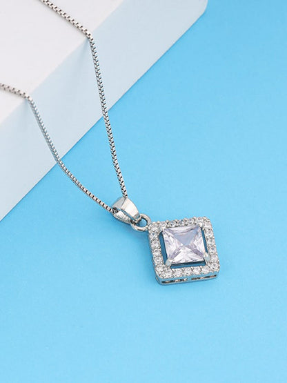Silver Starlight Sparkle Pendant With Box Chain