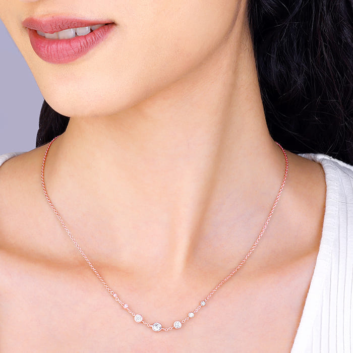 Rose Gold Stoned Necklace - view 3
