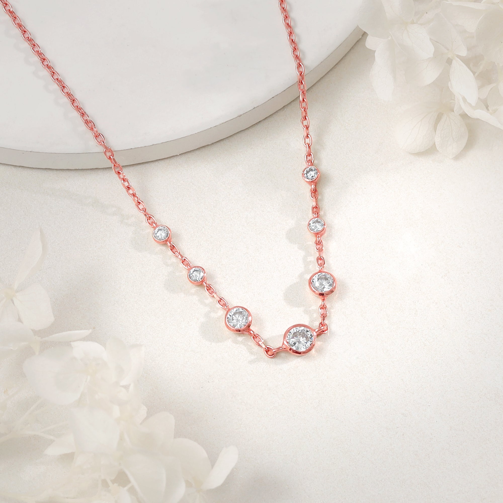 Rose Gold Stoned Necklace - view 2