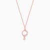 Rose Gold Circular Drop Pendant With Link Chain