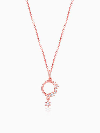 Rose Gold Circular Drop Pendant With Link Chain