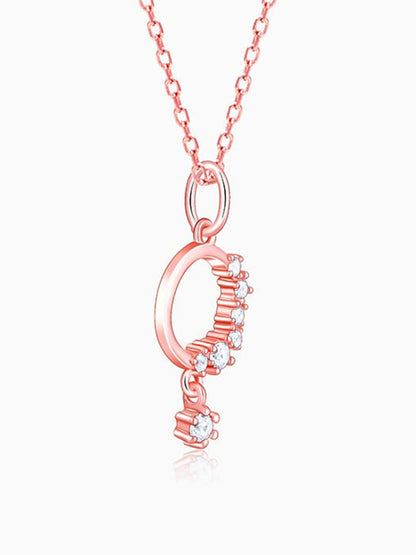Rose Gold Circular Drop Pendant With Link Chain