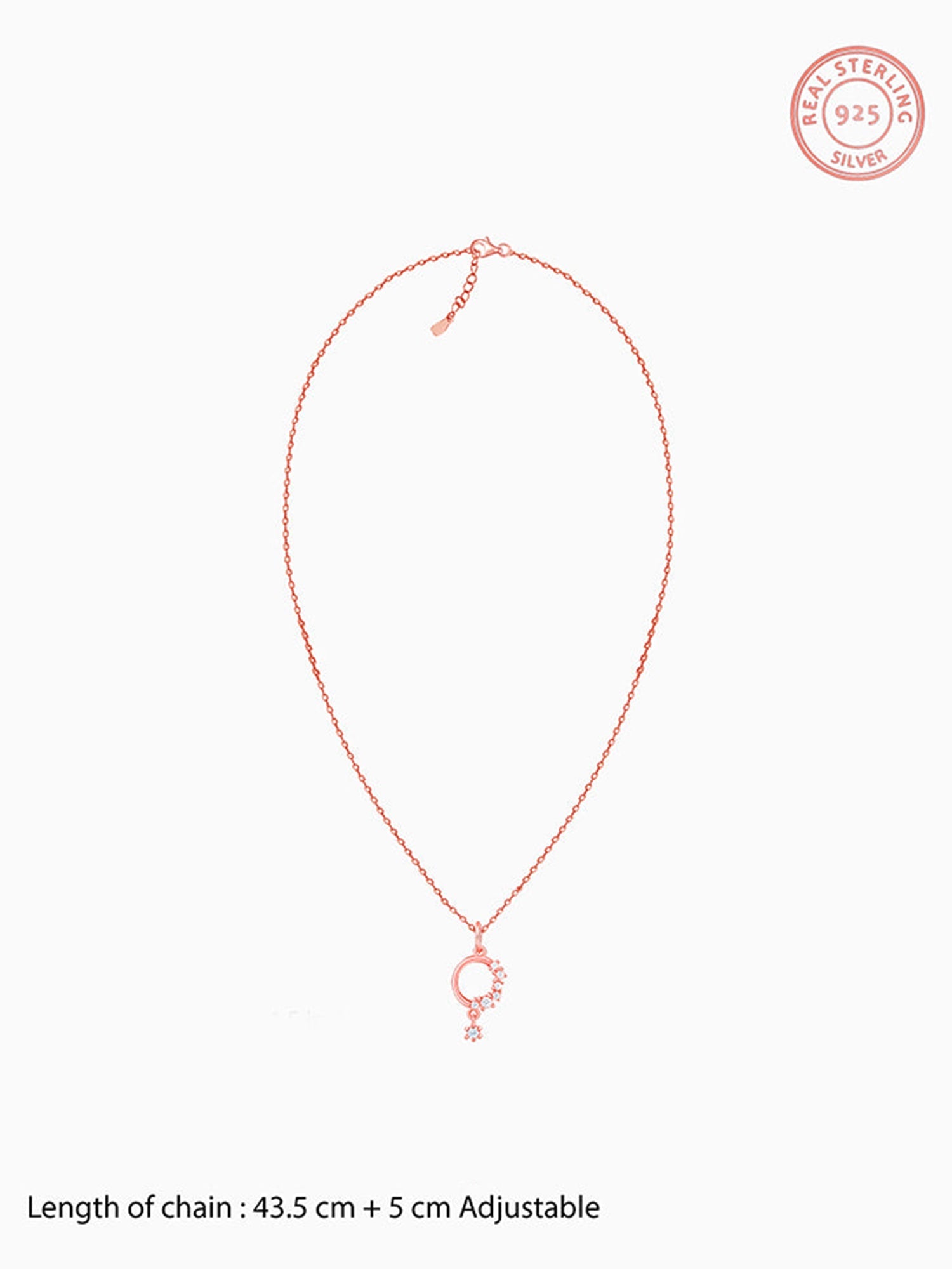 Rose Gold Circular Drop Pendant With Link Chain
