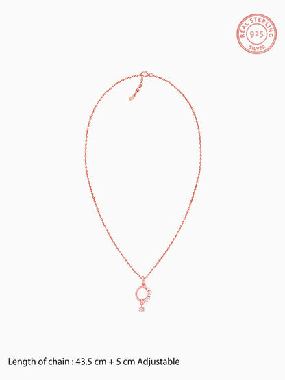 Rose Gold Circular Drop Pendant With Link Chain