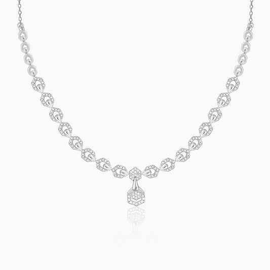 Silver Glittering Hexagon Necklace