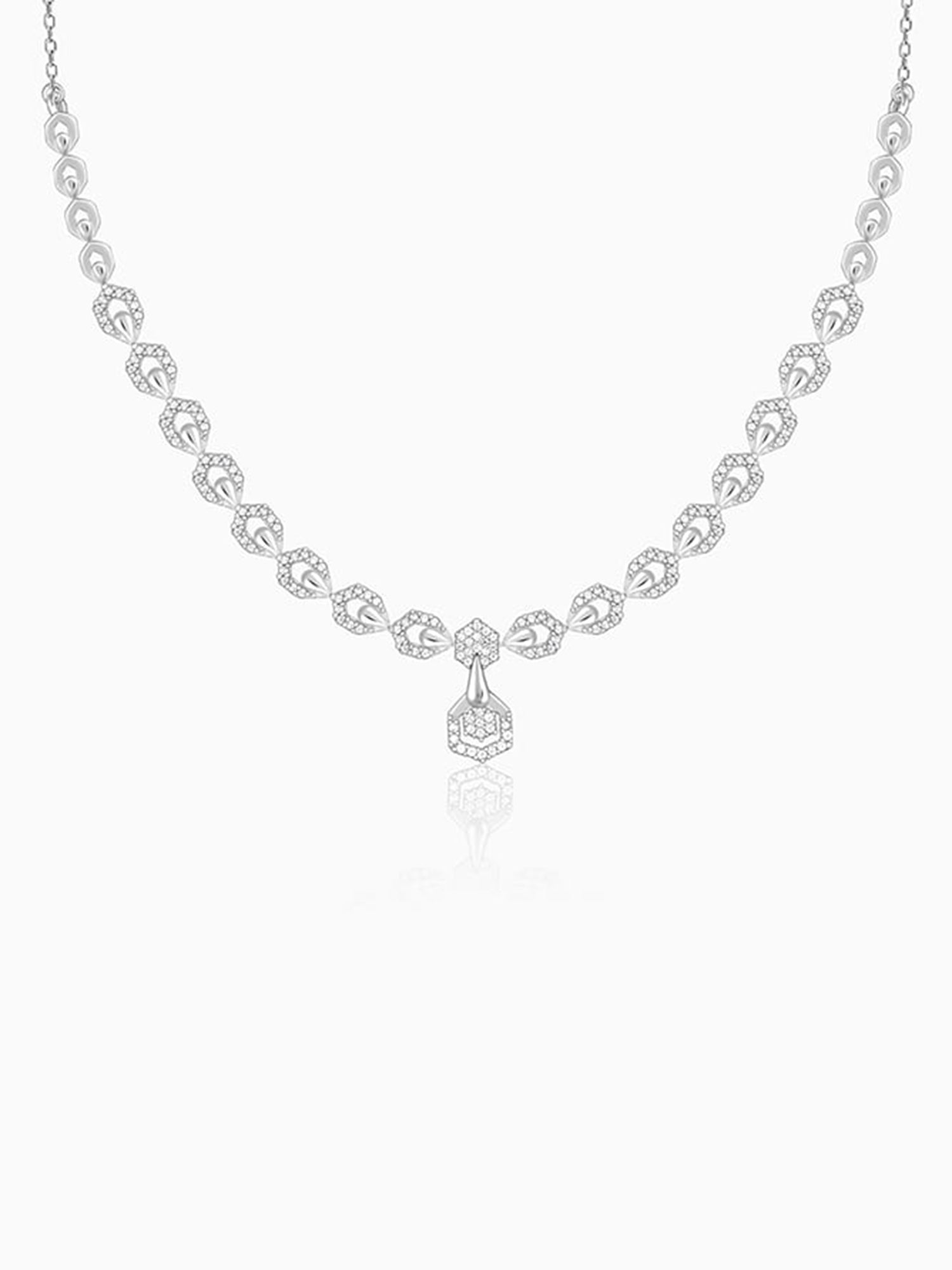 Silver Glittering Hexagon Necklace