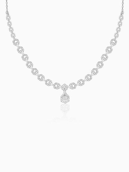 Silver Glittering Hexagon Necklace