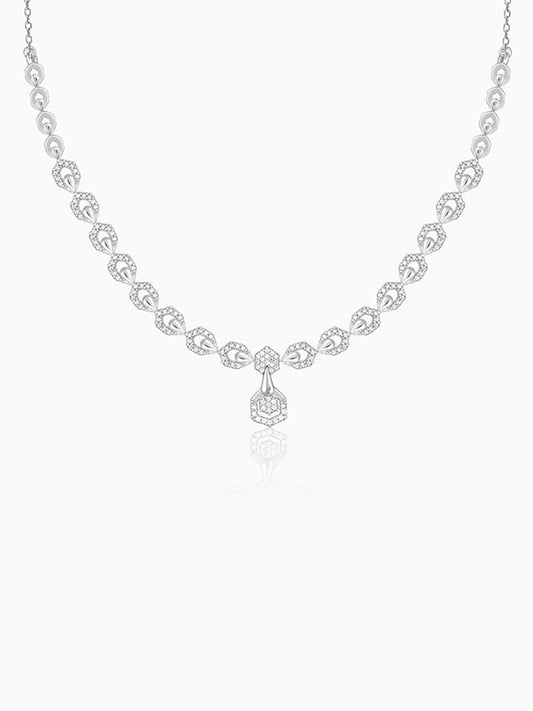 Silver Glittering Hexagon Necklace