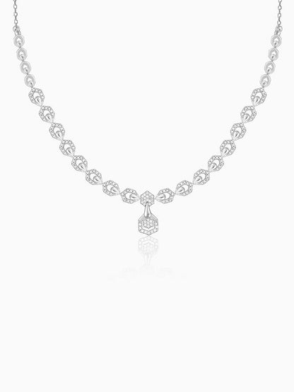 Silver Glittering Hexagon Necklace