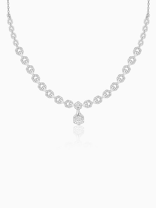 Silver Glittering Hexagon Necklace