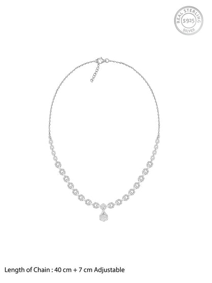 Silver Glittering Hexagon Necklace
