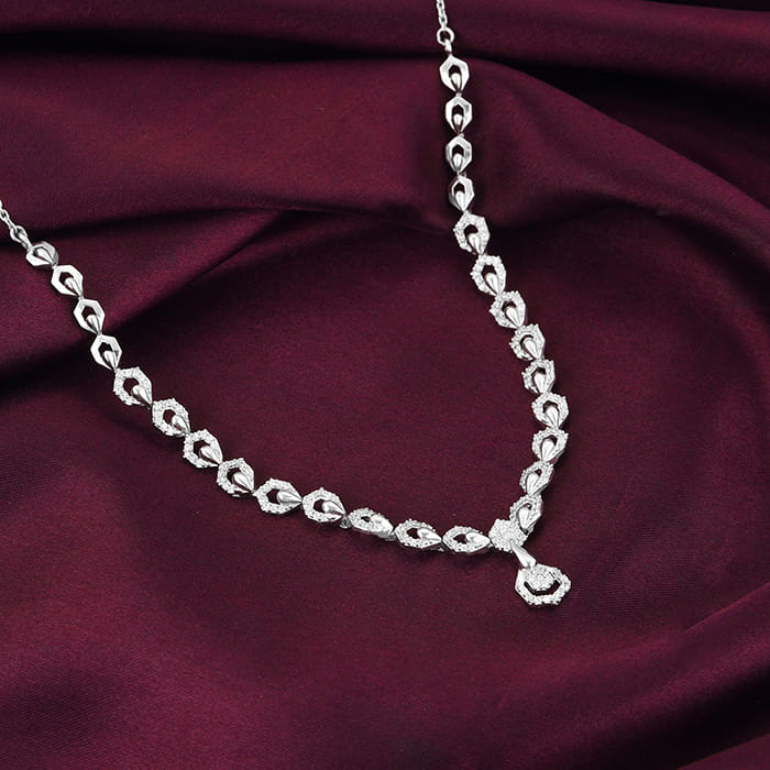 Silver Glittering Hexagon Necklace