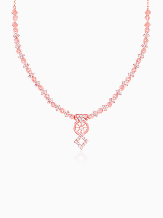 Rose Gold Floral Wheel Necklace