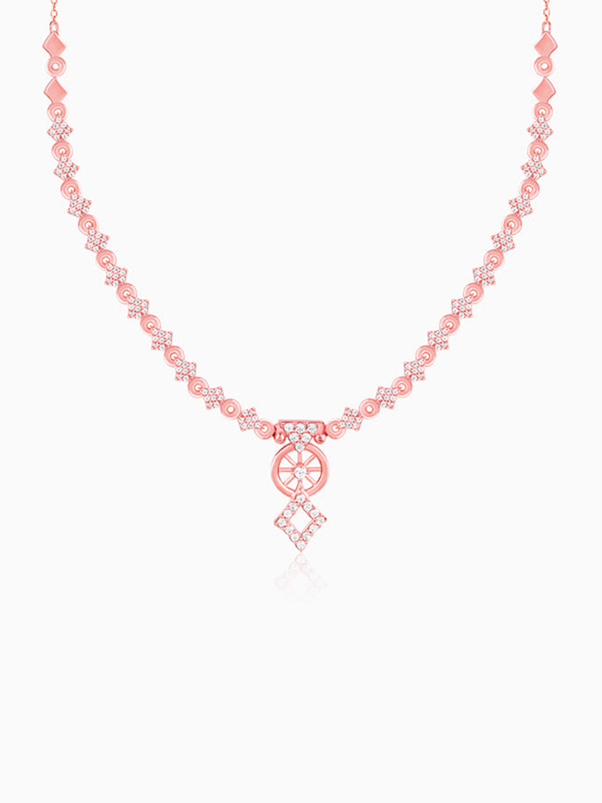 Rose Gold Floral Wheel Necklace