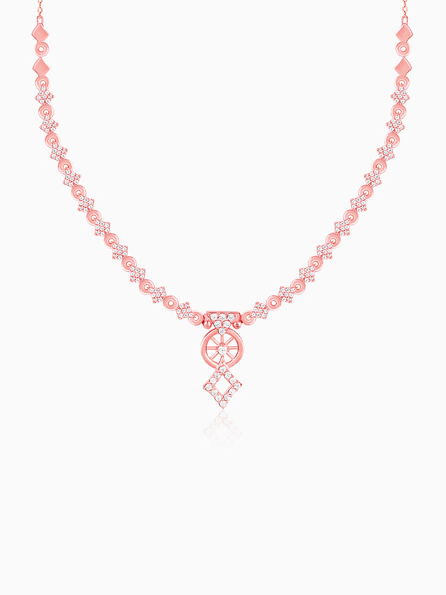 Rose Gold Floral Wheel Necklace