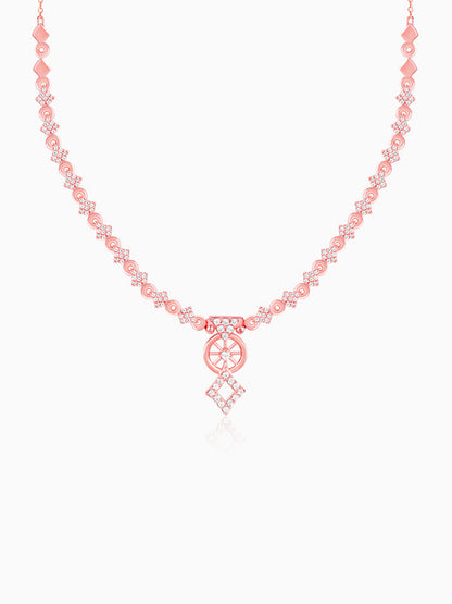 Rose Gold Floral Wheel Necklace