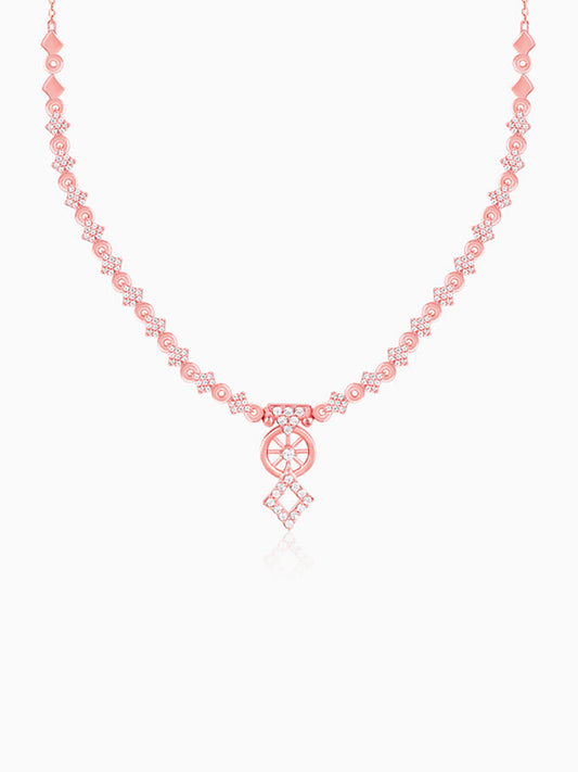 Rose Gold Floral Wheel Necklace