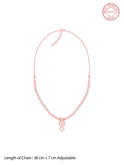 Rose Gold Floral Wheel Necklace
