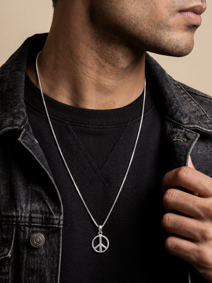 Silver Heavenly Peace Pendant With Box Chain For Him