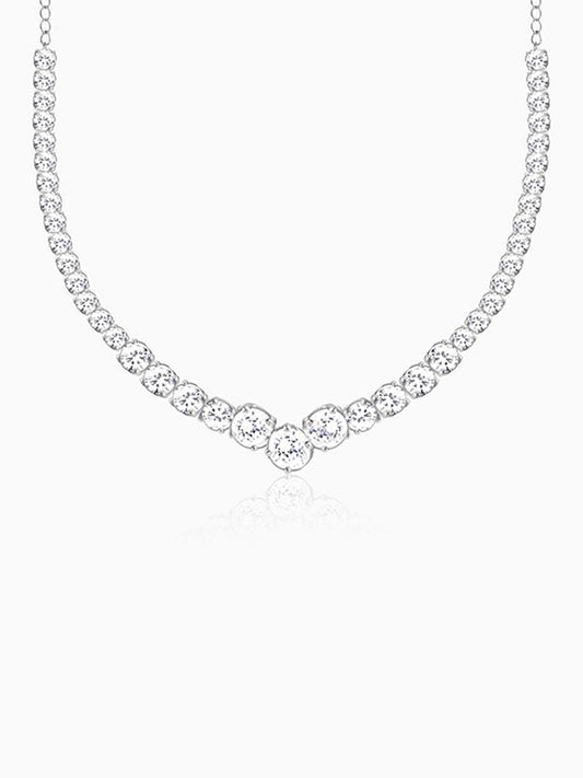 GIVA Silver Classic Zirconia Necklace