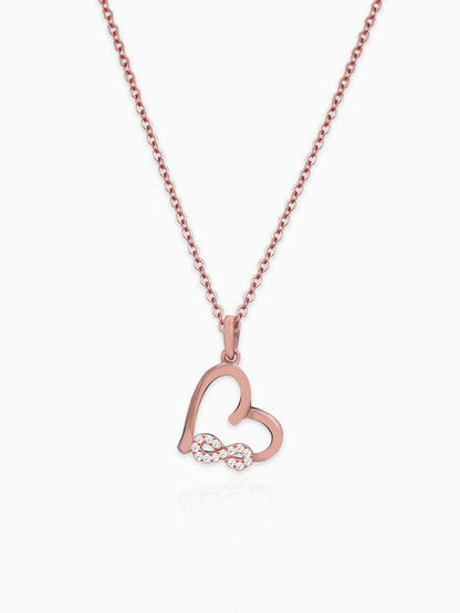 Rose Gold Infinity Heart Pendant with Link Chain