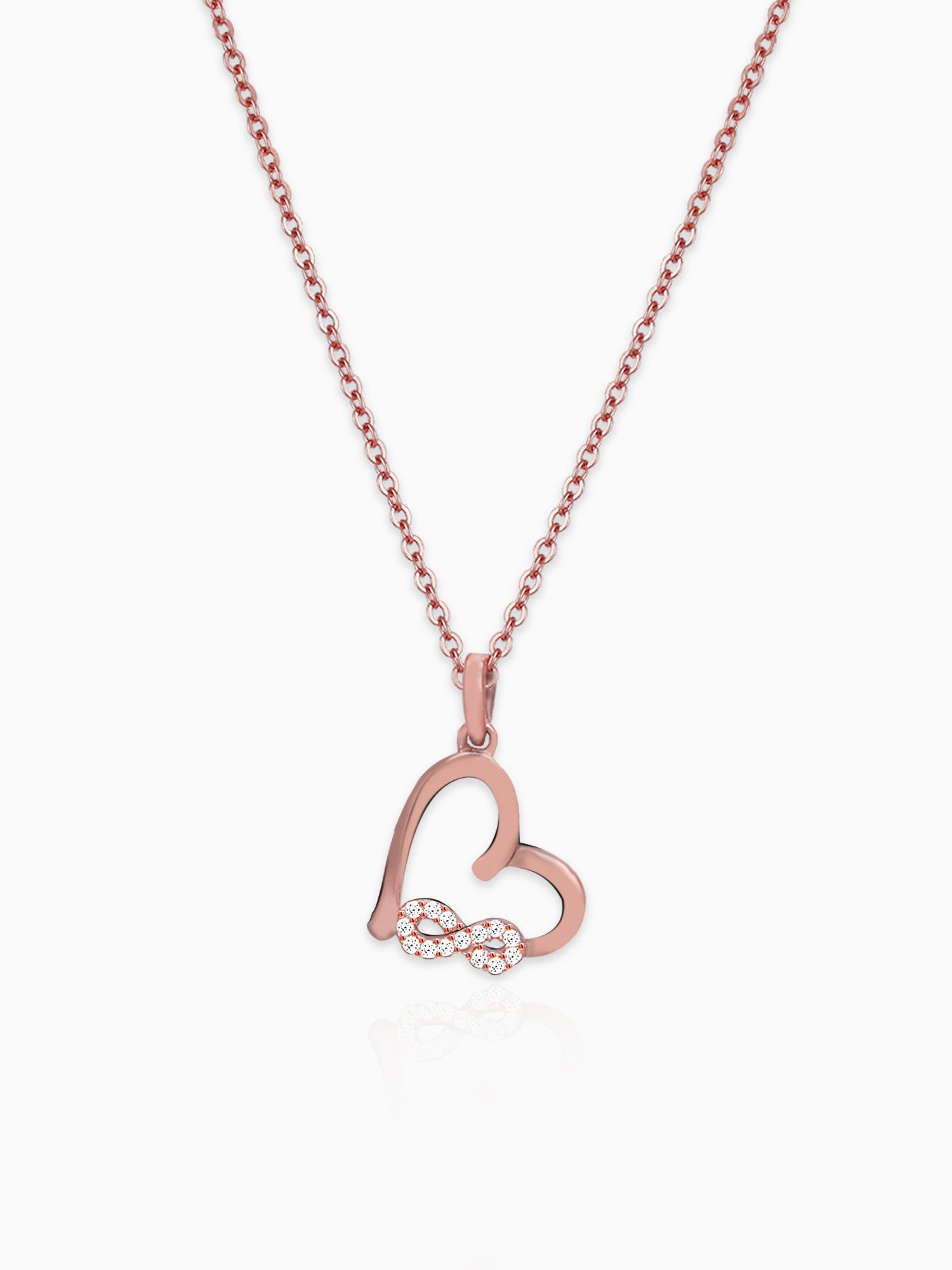 Rose Gold Infinity Heart Pendant with Link Chain