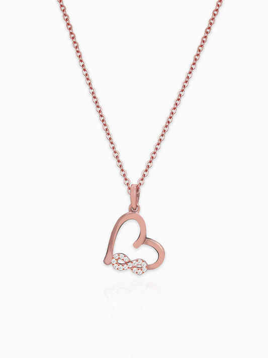 Rose Gold Infinity Heart Pendant with Link Chain