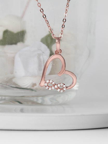 Rose Gold Infinity Heart Pendant with Link Chain