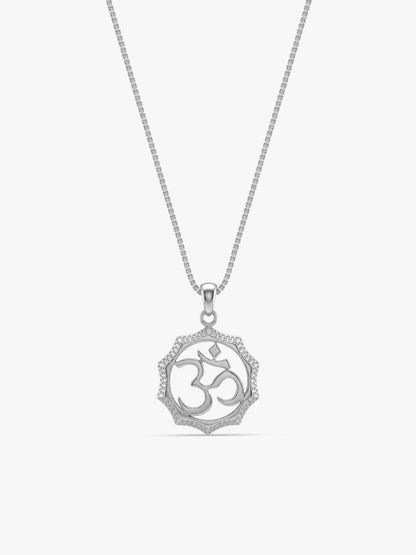 Silver Graceful Om Pendant With Box Chain For Him