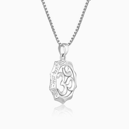 Silver Graceful Om Pendant With Box Chain For Him