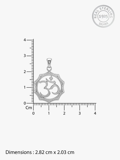 Silver Graceful Om Pendant With Box Chain For Him
