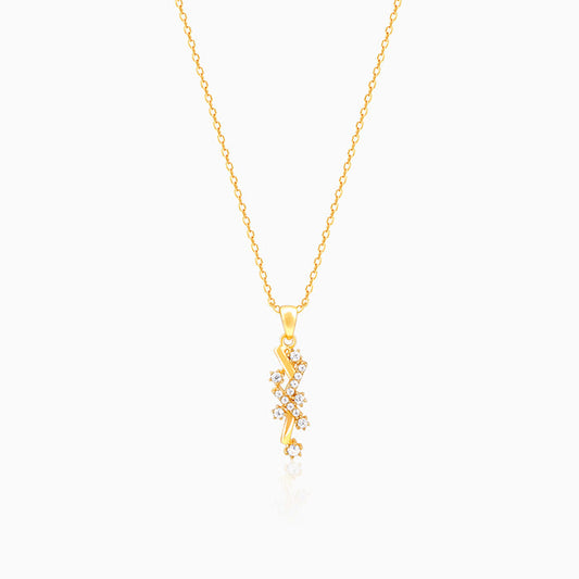 Golden Zigzag Pendant With Link Chain