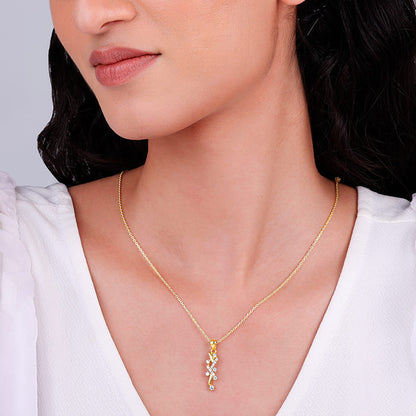 Golden Zigzag Pendant With Link Chain