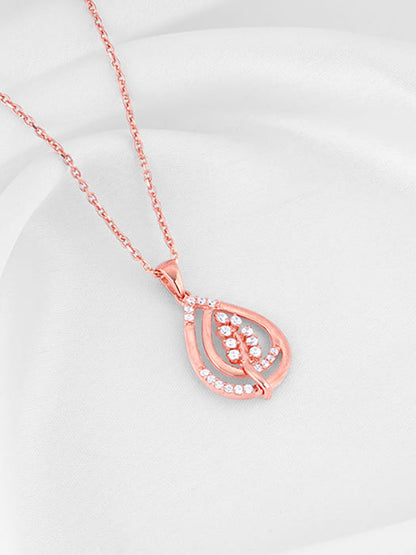 Rose Gold Leaf Ritz Pendant With Link Chain