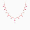 Rose Gold Royal Pink Floral Necklace