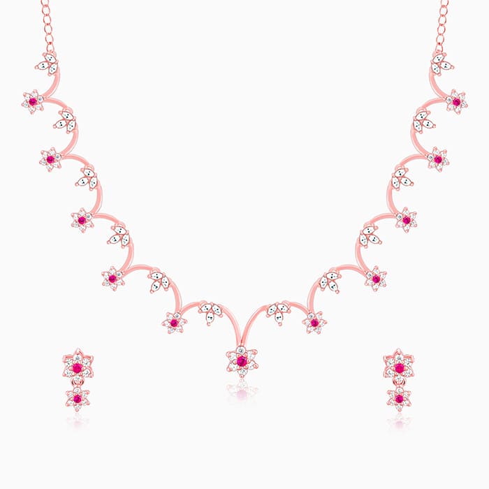 Rose Gold Royal Pink Floral Set