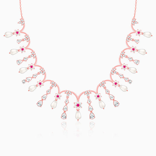 Rose Gold Pearl-Kissed Drops Necklace