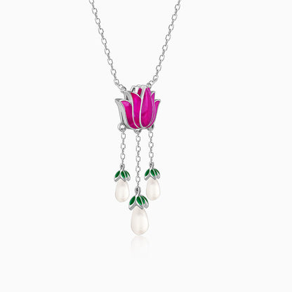 Oxidised Silver Pichwai Lotus Necklace