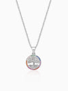 Silver Rainbow Tree of Life Pendant with Link Chain
