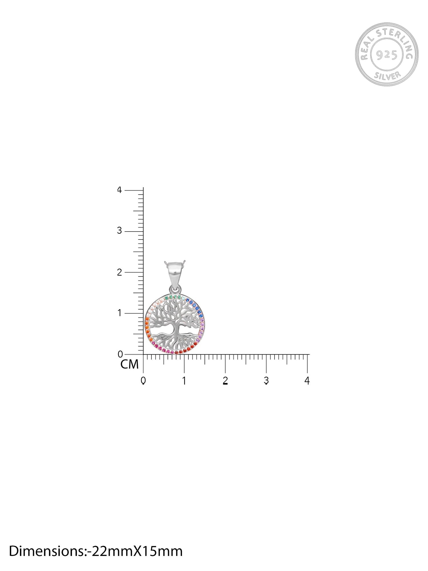 Silver Rainbow Tree of Life Pendant with Link Chain