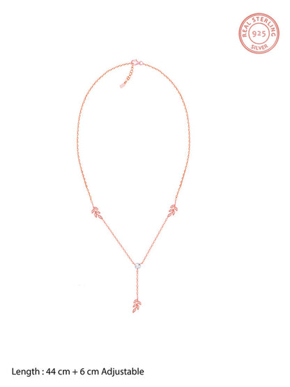 Rose Gold Leaf Lariat Necklace