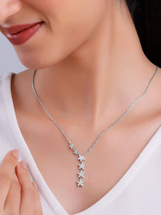 Silver Starry Drop Necklace