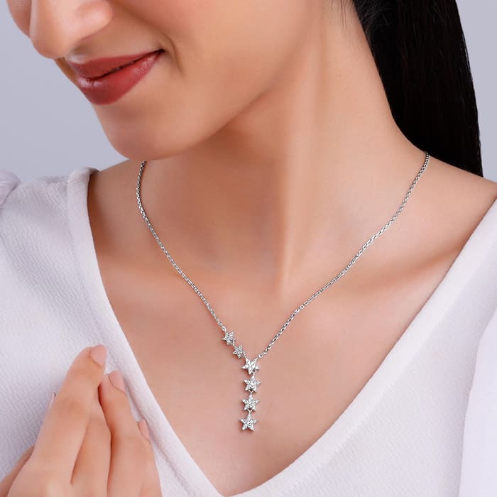 Silver Starry Drop Necklace