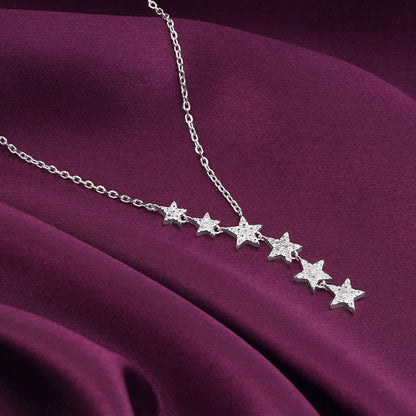 Silver Starry Drop Necklace