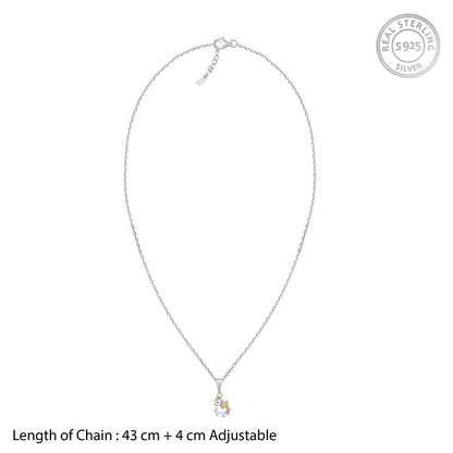 Silver Colourful Unicorn Kids Pendant With Link Chain (7-10 yrs)