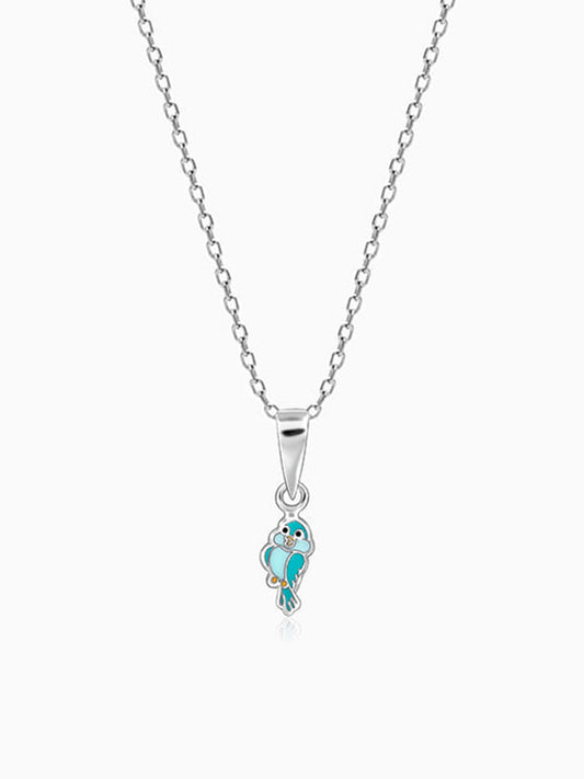 Silver Bubbly Bird Kids Pendant With Link Chain (7-10 yrs)