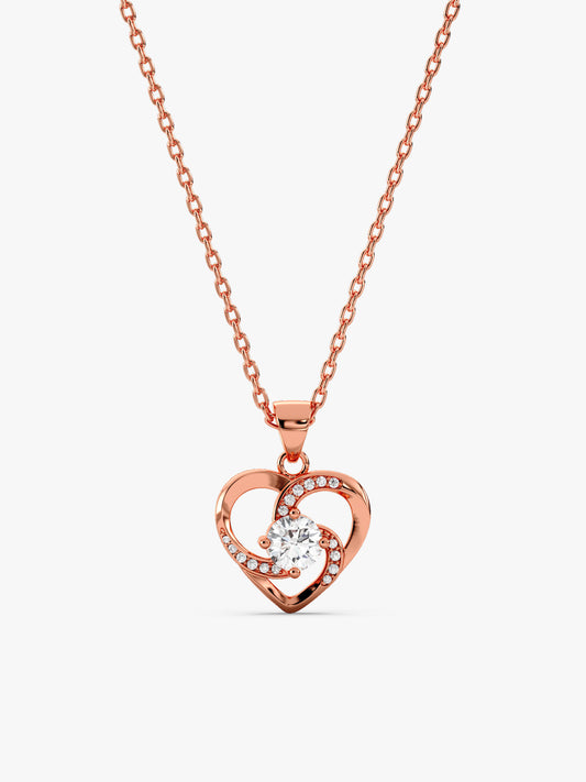Rose Gold Swirl Heart Pendant with Link Chain