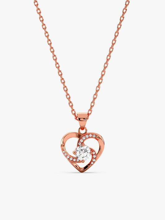 Rose Gold Swirl Heart Pendant with Link Chain