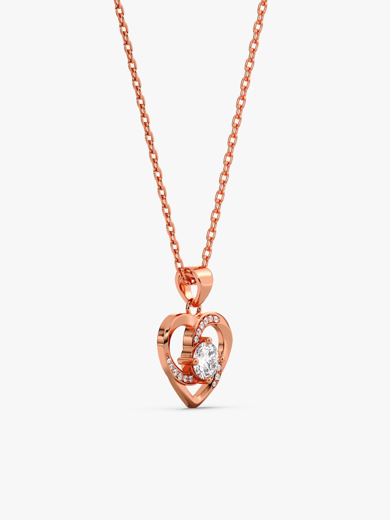 Rose Gold Swirl Heart Pendant with Link Chain