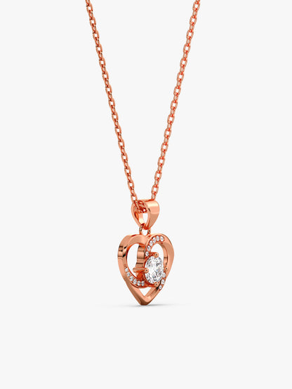 Rose Gold Swirl Heart Pendant with Link Chain